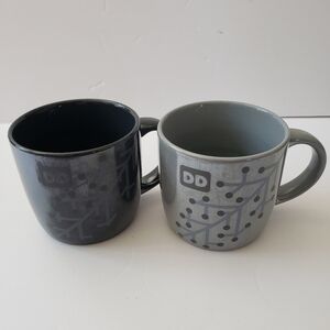 Dunkin Donuts Snowflake Shimmer Iridescent Coffee Mug Set of 2 Gray Gunmetal